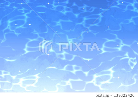涼しげな水面と光のきらめきの背景素材 青い水のグラデーションテクスチャ 夏バナー用 139322420