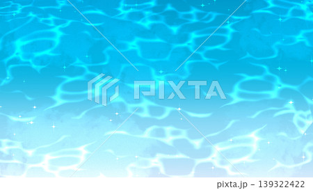涼しげな水面と光のきらめきの背景素材 青い水のグラデーションテクスチャ 夏バナー用 139322422