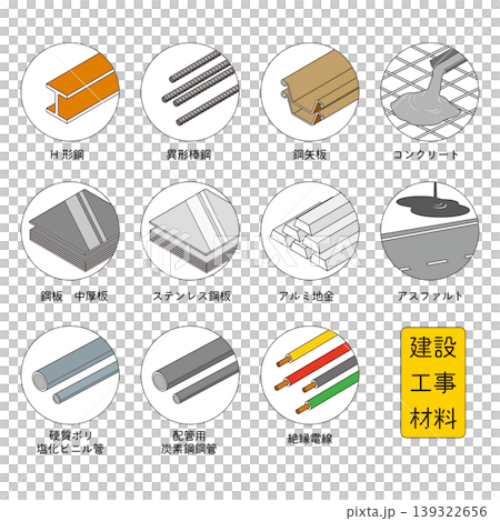Architecture and construction materials illustration set 139322656