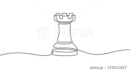 Continuous line drawing of chess piece. Chess rook figure. Minimalist black linear sketch isolated on white background. Hand drawn vector illustration. Continuous line drawing of chess piece. Chess rook figure. Minimalist black linear sketch isolated on white background. Hand drawn vector illustration. 139322837