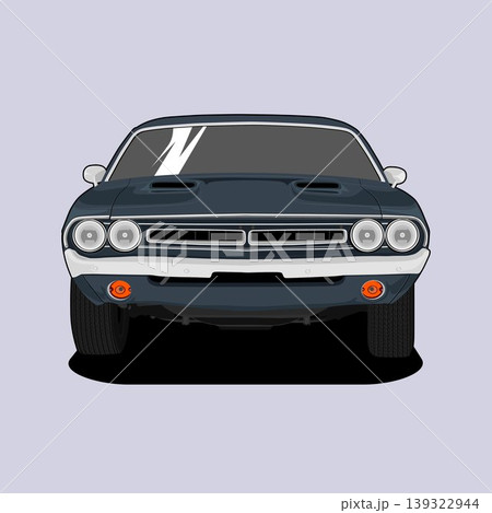 Front view muscle car illustration for conceptual design 139322944