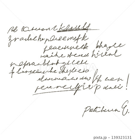 Handwritten script set, ink doodle collection with illegible cursive letters. Faux manuscript writing, vintage note drawing, abstract paper document element. Handwritten script design. Handwritten script set, ink doodle collection with illegible cursive letters. Faux manuscript writing, vintage note drawing, abstract paper document element. Handwritten script design. 139323131