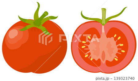 新鮮なトマトとその断面のセット 139323740