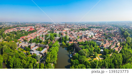 Aerial view of historic city skyline in Bruges city, Belgium Aerial view of historic city skyline in Bruges city, Belgium 139323773