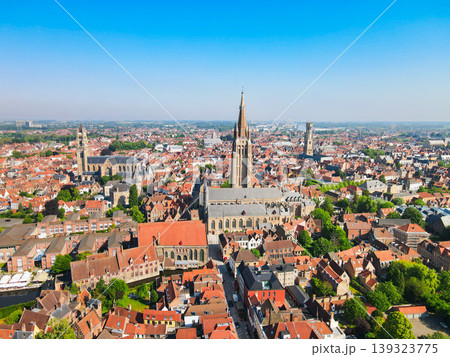 Aerial view of historic skyline in Bruges, Belgium Aerial view of historic skyline in Bruges, Belgium 139323775
