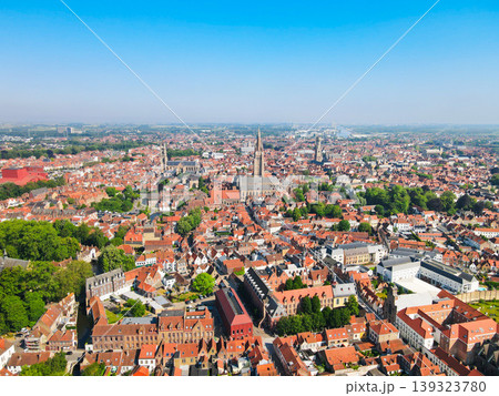 Aerial view of historic skyline in Bruges, Belgium Aerial view of historic skyline in Bruges, Belgium 139323780