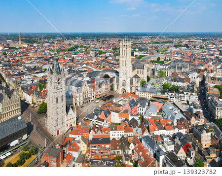 Panoramic aerial view of Ghent city center in Belgium 139323782