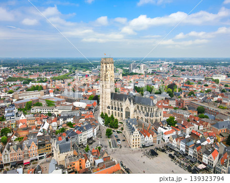 Aerial cityscape view of the city center in Mechelen, Belgium Aerial cityscape view of the city center in Mechelen, Belgium 139323794