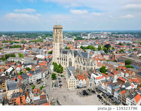 Aerial cityscape view of the city center in Mechelen, Belgium 139323796