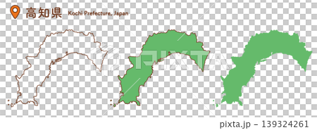 高知県の地図イラストセット|日本地図・都道府県・四国地方 高知県の地図イラストセット|日本地図・都道府県・四国地方 139324261