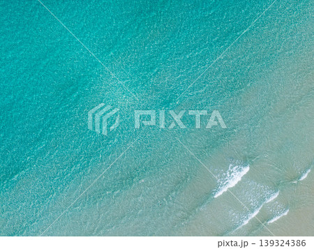 Aerial view of coral reefs and clear turquoise sea water in the Eastern Sea of Thailand. Aerial view of coral reefs and clear turquoise sea water in the Eastern Sea of Thailand. 139324386