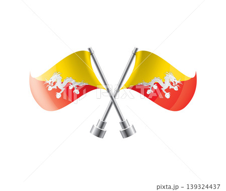 Scalable illustration capturing prideful display of Bhutanese national banners Scalable illustration capturing prideful display of Bhutanese national banners 139324437