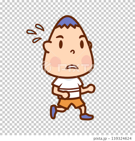 一個男孩向前跑 139324624
