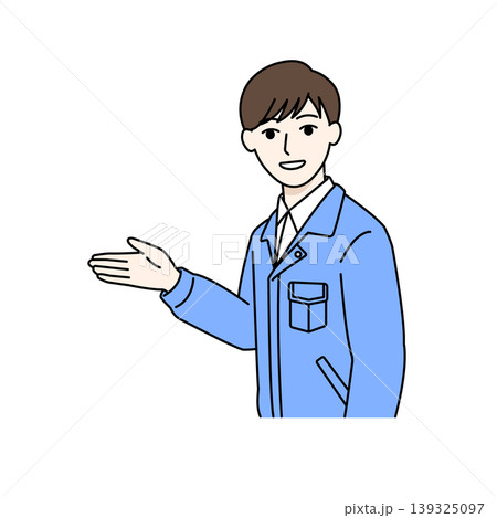 作業員 案内 説明 ジェスチャー 手を広げる イラスト  139325097