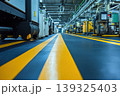 A close up of anti slip floor markings in a production area, rubber floor covering factory. 139325403