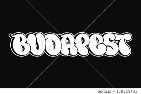 Budapest graffiti word lettering on black background Budapest graffiti word lettering on black background 139325433