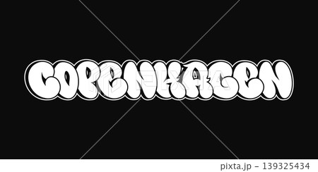Copenhagen graffiti word lettering on black background Copenhagen graffiti word lettering on black background 139325434