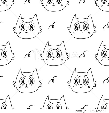 Cat face cartoon outline seamless pattern background for pet, wrapping and wallpaper Cat face cartoon outline seamless pattern background for pet, wrapping and wallpaper 139325539