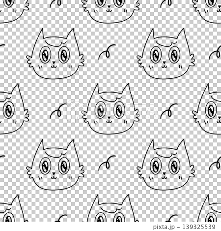Cat face cartoon outline seamless pattern background for pet, wrapping and wallpaper Cat face cartoon outline seamless pattern background for pet, wrapping and wallpaper 139325539