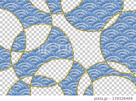 【日式青海波(波浪紋)背景裝飾(橫版)】手工刺繡插畫素材 【日式青海波(波浪紋)背景裝飾(橫版)】手工刺繡插畫素材 139326489