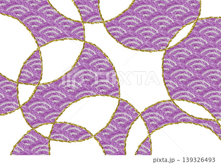 【和風の青海波の背景装飾横】手刺繍イラスト素材 139326493