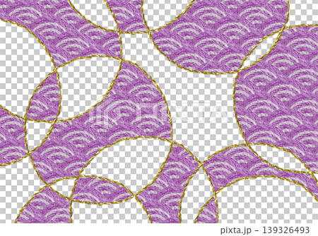 【和風の青海波の背景装飾横】手刺繍イラスト素材 139326493