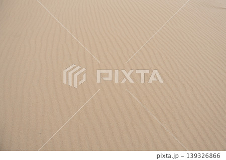 Sand dune texture with wind shaped ripple pattern under natural light in coastal environment. Background usage, minimal design, texture resource, branding backdrop 139326866