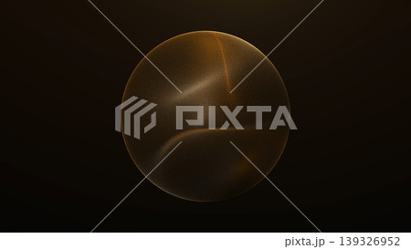 Dark gold minimal sphere on black background, abstract luxury orb with soft grain texture and elegant futuristic glow. 139326952