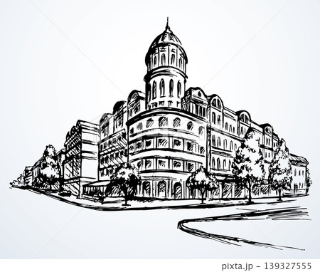 Vector drawing. Donbass Palace - one of the main hotels in Donetsk 139327555