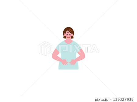お腹をさする女性 139327939