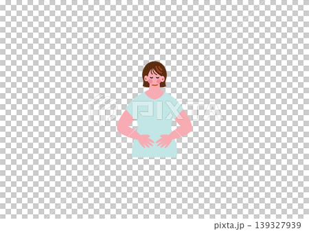 お腹をさする女性 139327939