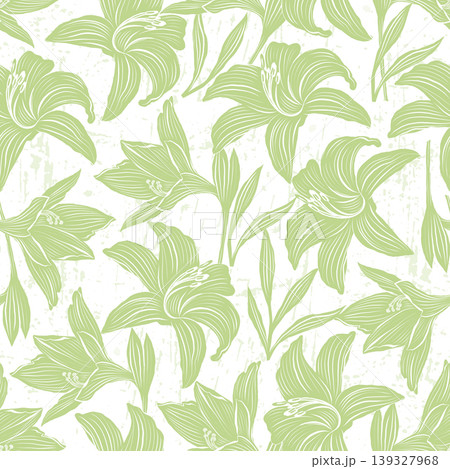 Vector seamless pattern with lilies on a textured background Vector seamless pattern with lilies on a textured background 139327968