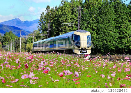 秋桜の鬼怒川路を駆ける… 東武特急【リバティ会津】500系 139328452