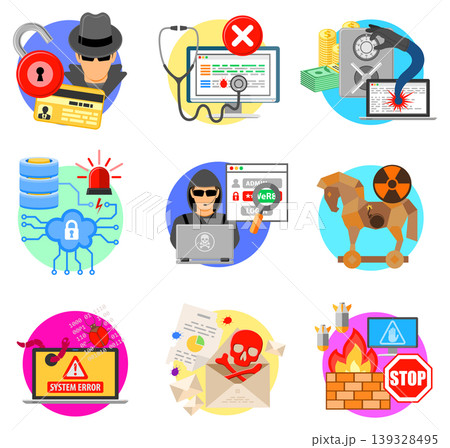 Internet Security Flat Icon Set 139328495