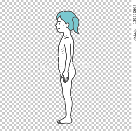 Full-body illustration of a slender girl (side view) Full-body illustration of a slender girl (side view) 139328662
