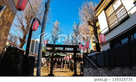 東京、都会に佇む南品川諏訪神社の境内と石灯籠 東京、都会に佇む南品川諏訪神社の境内と石灯籠 139328735