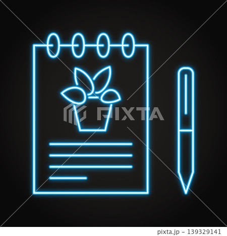 Plant observation journal neon icon Plant observation journal neon icon 139329141