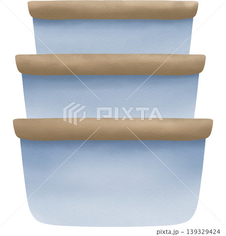 Plastic food storage containers hand drawn illustration 139329424