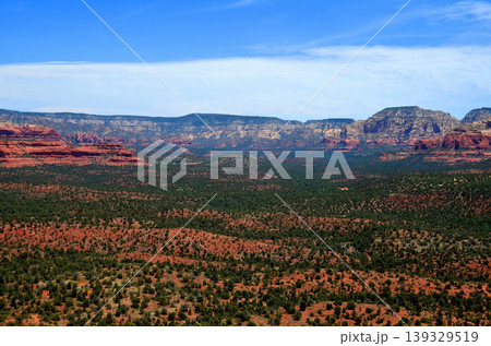 Aerial View Red Rock Country surrounding Sedona Arizona 139329519