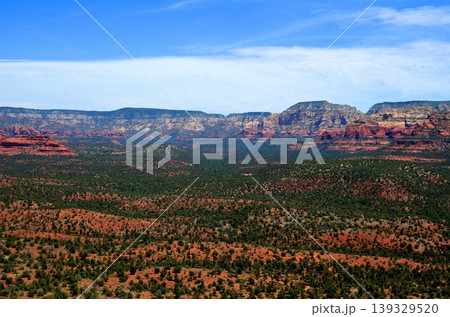 Aerial View Red Rock Country surrounding Sedona Arizona 139329520