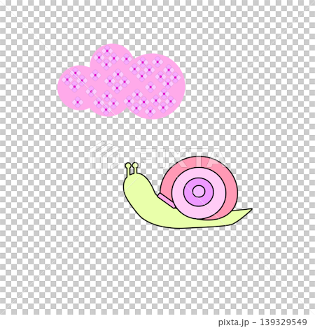蝸牛和繡球花的插圖 139329549