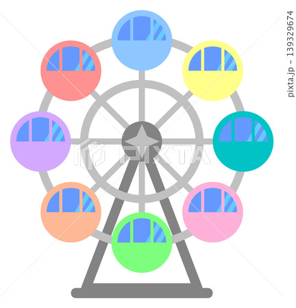 デートや休日に遊園地で遊ぶ観覧車のイラスト 139329674