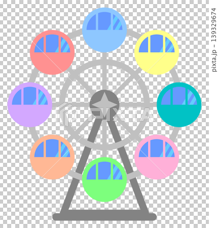 デートや休日に遊園地で遊ぶ観覧車のイラスト 139329674