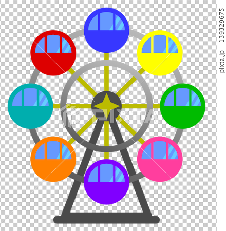 デートや休日に遊園地で遊ぶ観覧車のイラスト 139329675