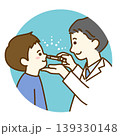点鼻ワクチンを接種する男の子と男性医師　青バック 139330148