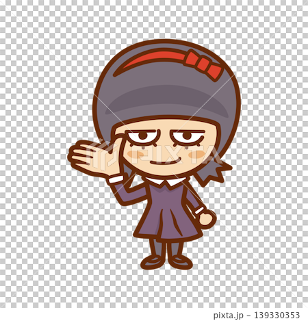 手でこちらですと案内しているかわいい女の子 手でこちらですと案内しているかわいい女の子 139330353