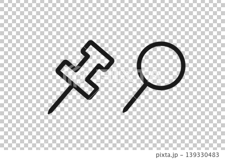 Two types of thumbtack icons, line art and vector. Two types of thumbtack icons, line art and vector. 139330483