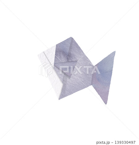 水彩画で描いた折り紙風金魚(オレンジ) 水彩画で描いた折り紙風金魚(オレンジ) 139330497