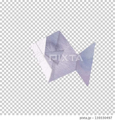 水彩画で描いた折り紙風金魚(オレンジ) 水彩画で描いた折り紙風金魚(オレンジ) 139330497