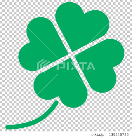 A simple icon of a green four-leaf clover. 139330726